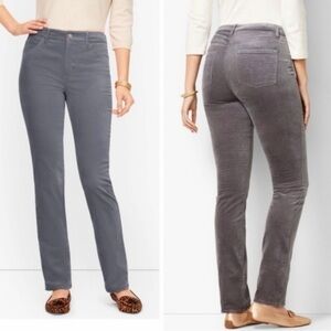Talbots Velveteen Straight Leg Slimming High Waist Pant Gray Size 8P NWT